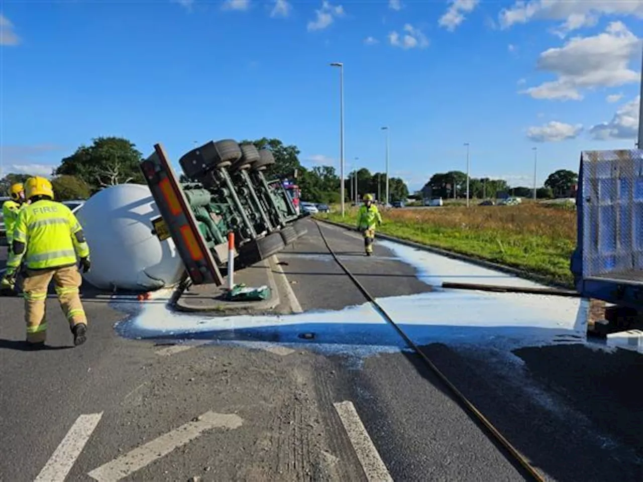 Crying over spilt milk: Same lorry involved in two road incidents on same day