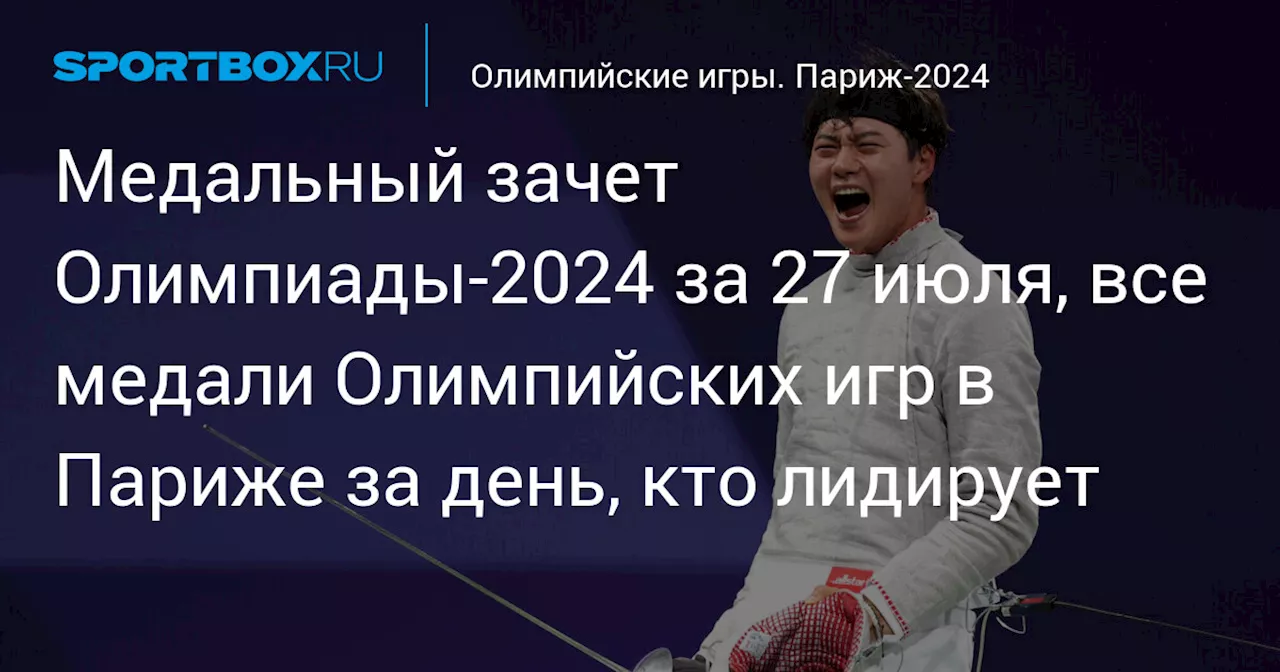 Медальный зачет Олимпиады‑2024 за 27 июля, все медали Олимпийских игр в Париже за день, кто лидирует