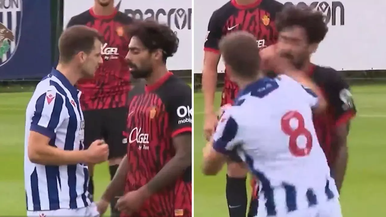 West Brom friendly descends into chaos as star trades punches with Mallorca ace in fierce brawl...