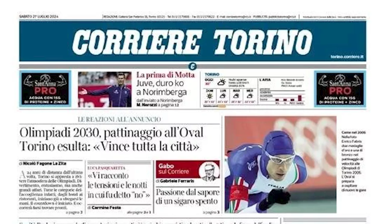 Passaggio a vuoto. Corriere di Torino in prima pagina: 'Juve, duro ko a Norimberga'