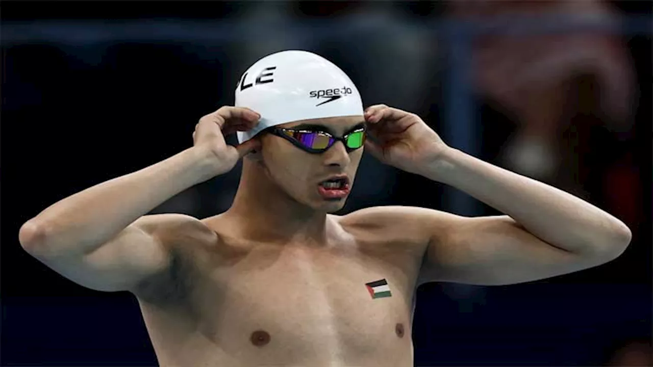 Palestinian swimmer Yazan Al Bawwab flies the flag in Paris pool