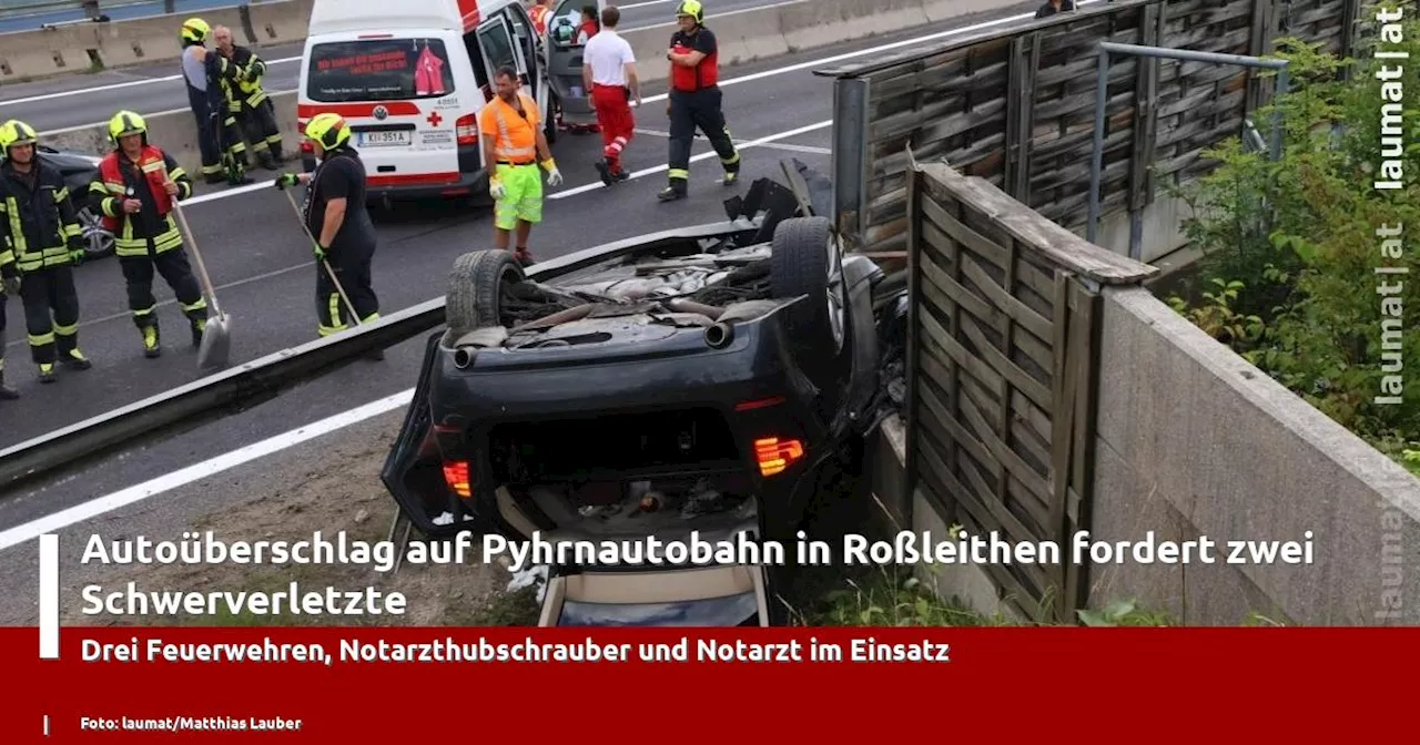 Autoüberschlag auf Pyhrnautobahn in Roßleithen fordert zwei Schwerverletzte