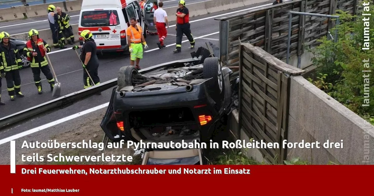 Autoüberschlag auf Pyhrnautobahn in Roßleithen fordert drei teils Schwerverletzte