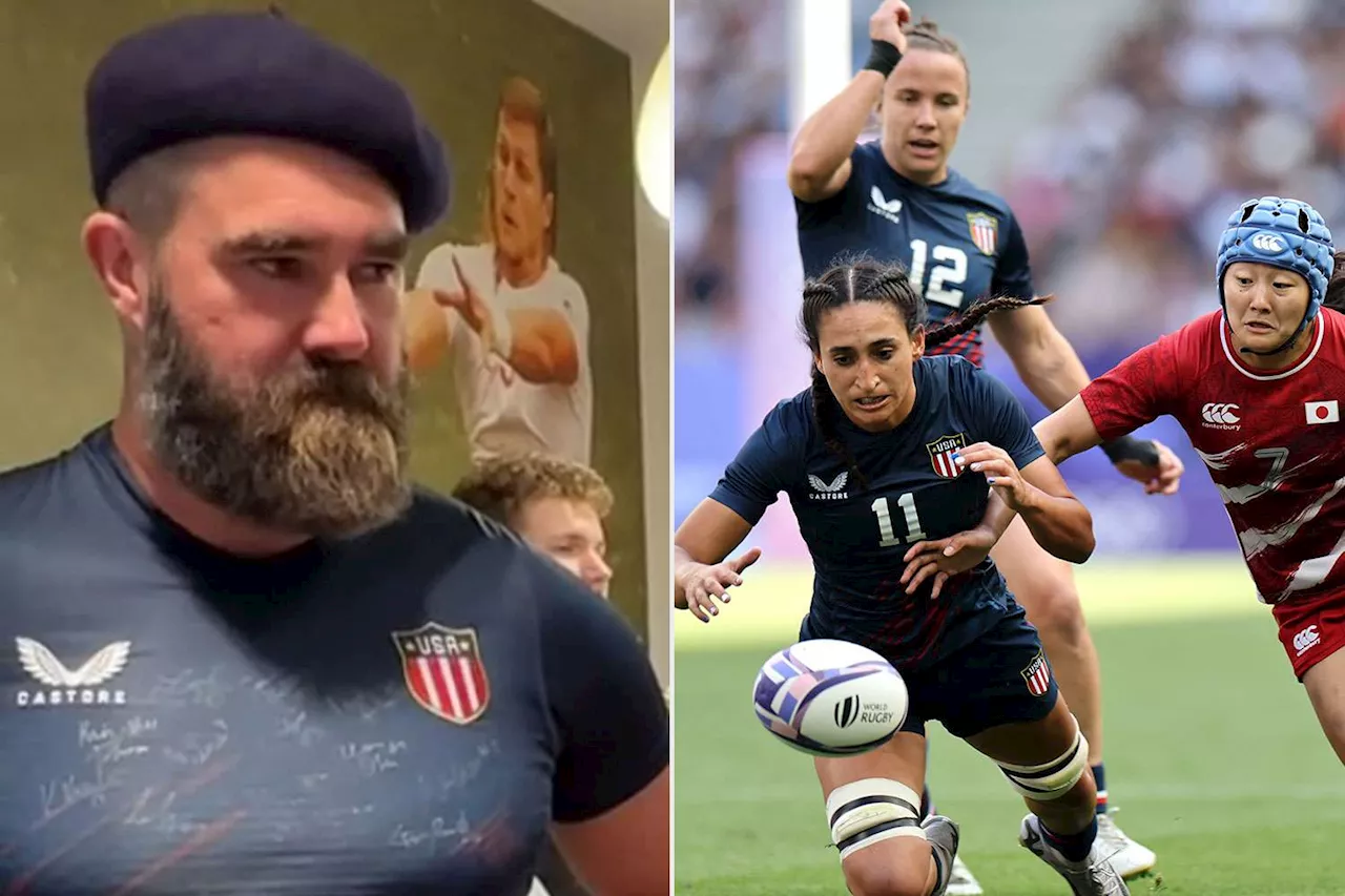 Jason Kelce Visits U.S. Women's Rugby Team and Star Player Ilona Maher at Olympics: 'I Am Officially a Fan'