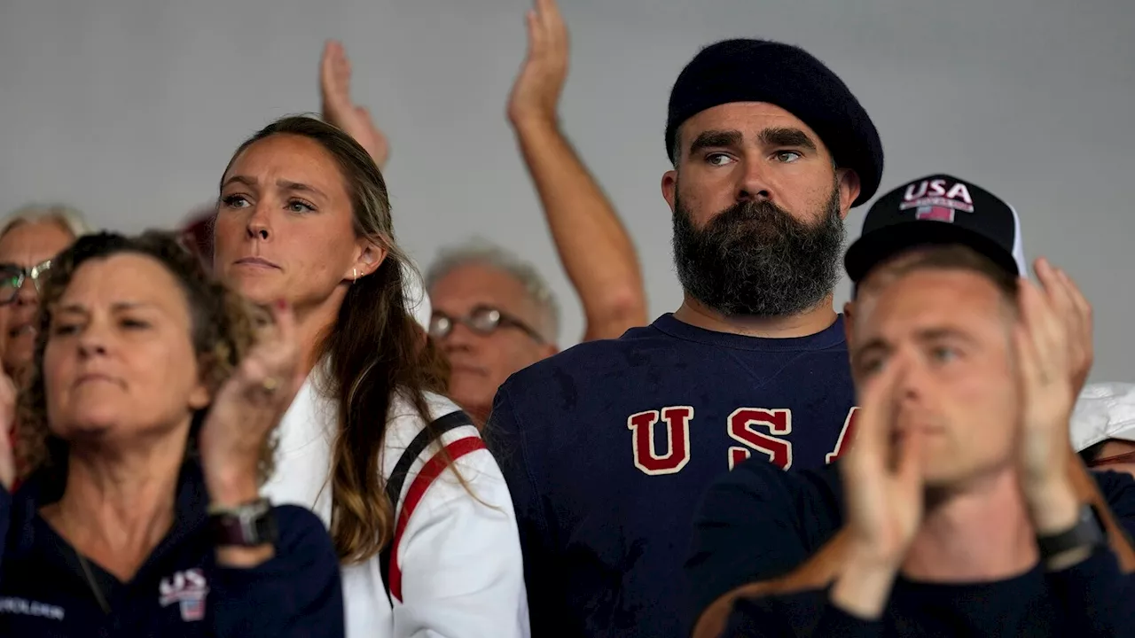 Jason and Kylie Kelce cheer on Team USA at Paris Olympics