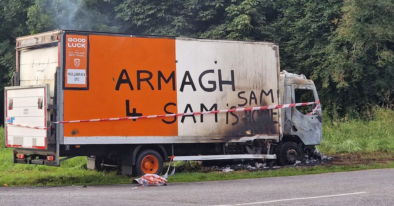 Lorry painted in Armagh colours set on fire in overnight incident