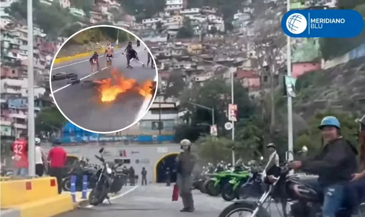 Protestas en Caracas por resultados electorales en Venezuela: bloquean paso a aeropuerto