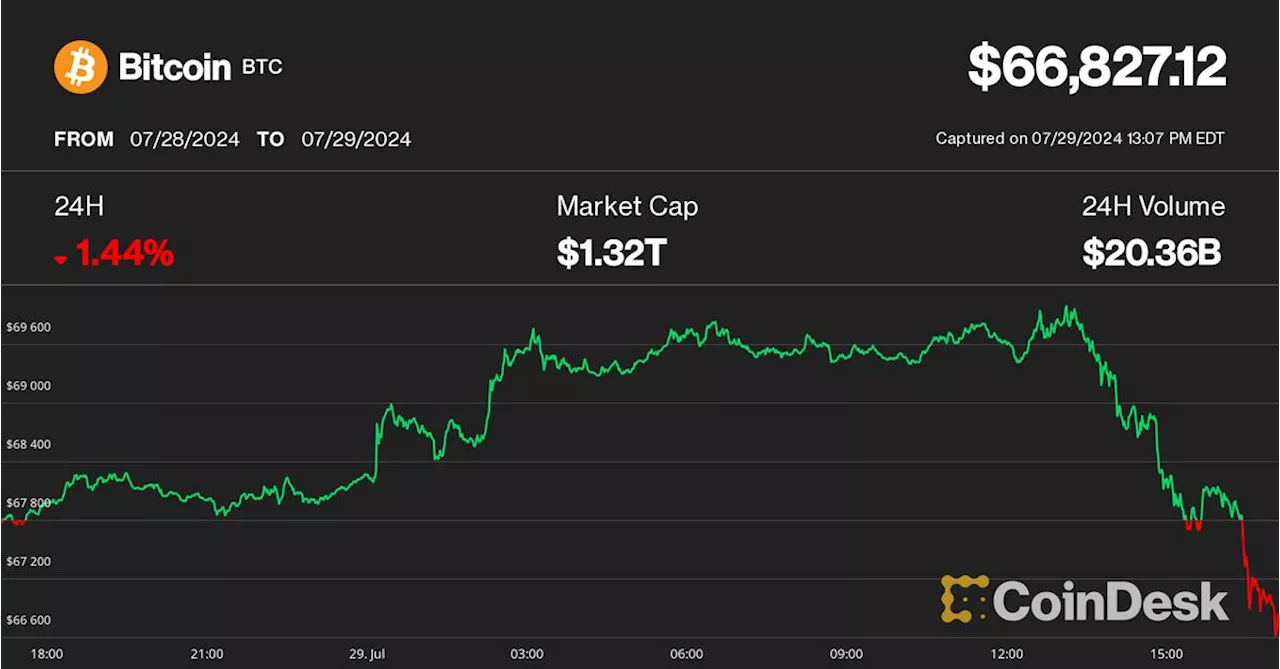 Bitcoin Tumbles Below $67K as U.S. Government Moves $2B of 'Silk Road' Tokens