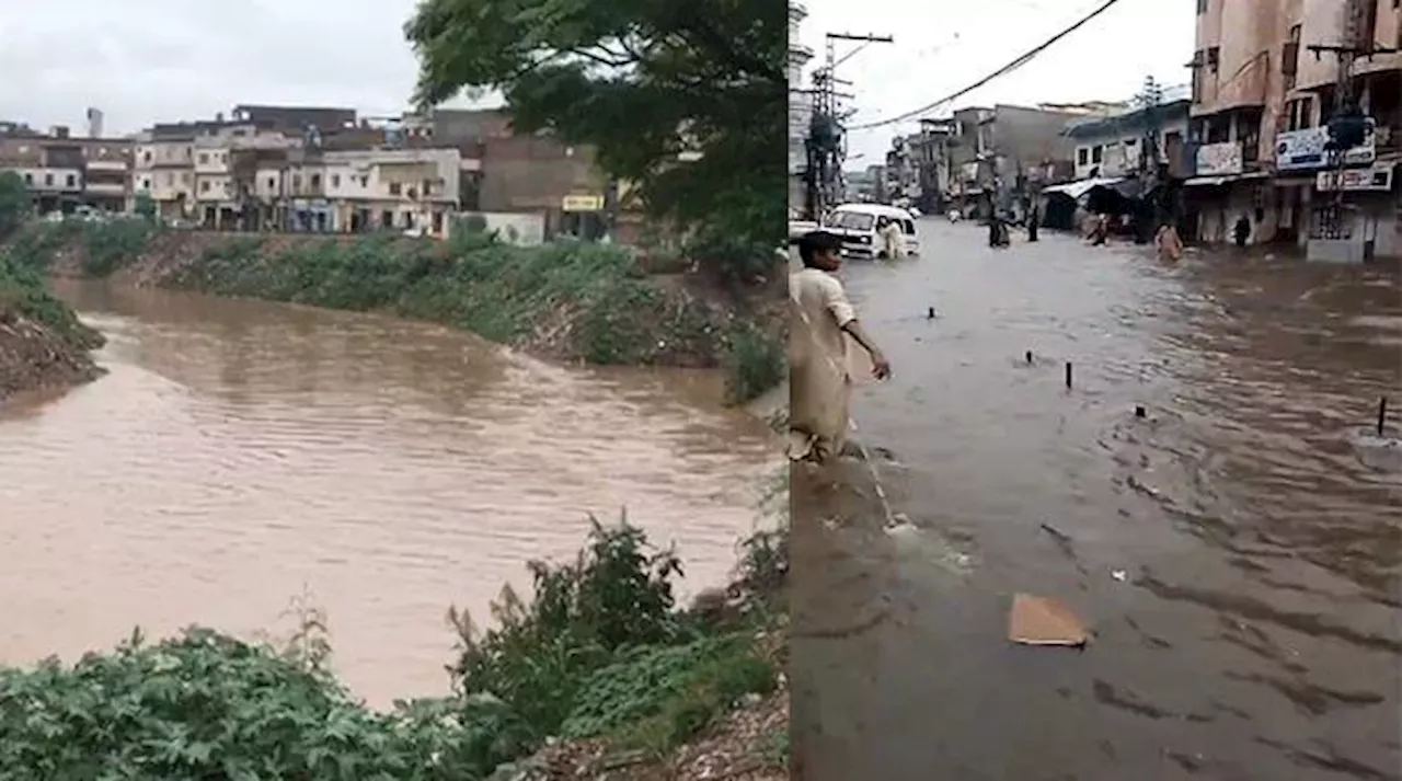 راولپنڈی میں بارش سے نالہ لئی میں پانی کی سطح مسلسل بلند، سائرن بجادیے گئے