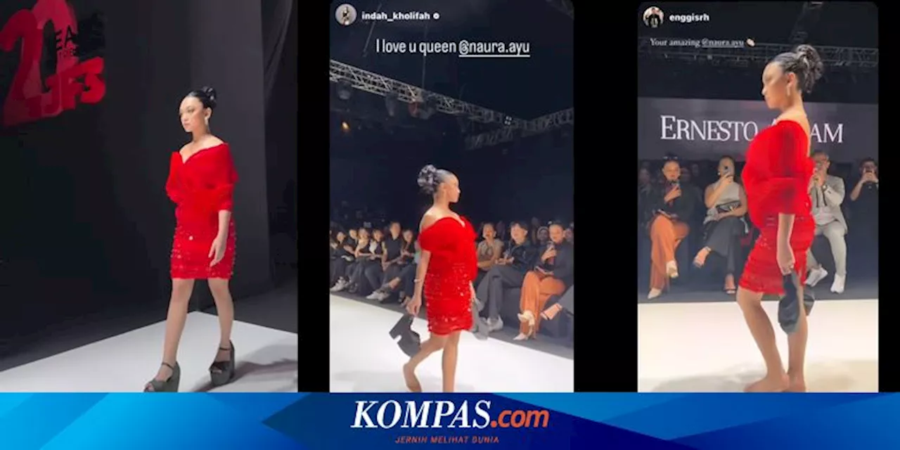 Naura Ayu Banjir Pujian Usai Jatuh di Catwalk dan Langsung Bangkit Tenteng Sepatu