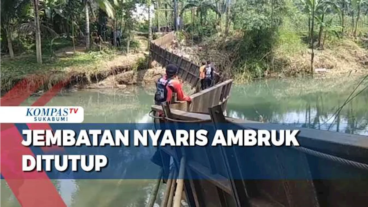 Jembatan Nyaris Ambruk Ditutup dan Buat Jembatan Bambu Sementara