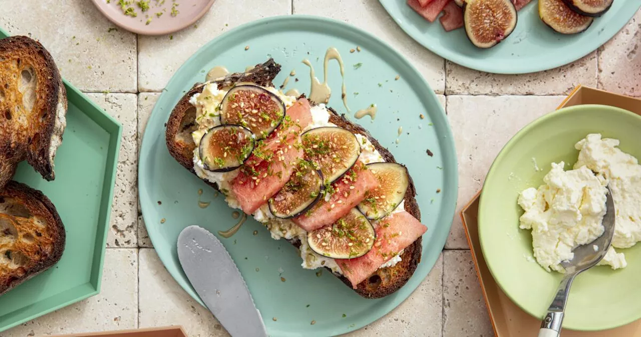 Fig and Watermelon Toast With Ricotta, Sesame and Lime