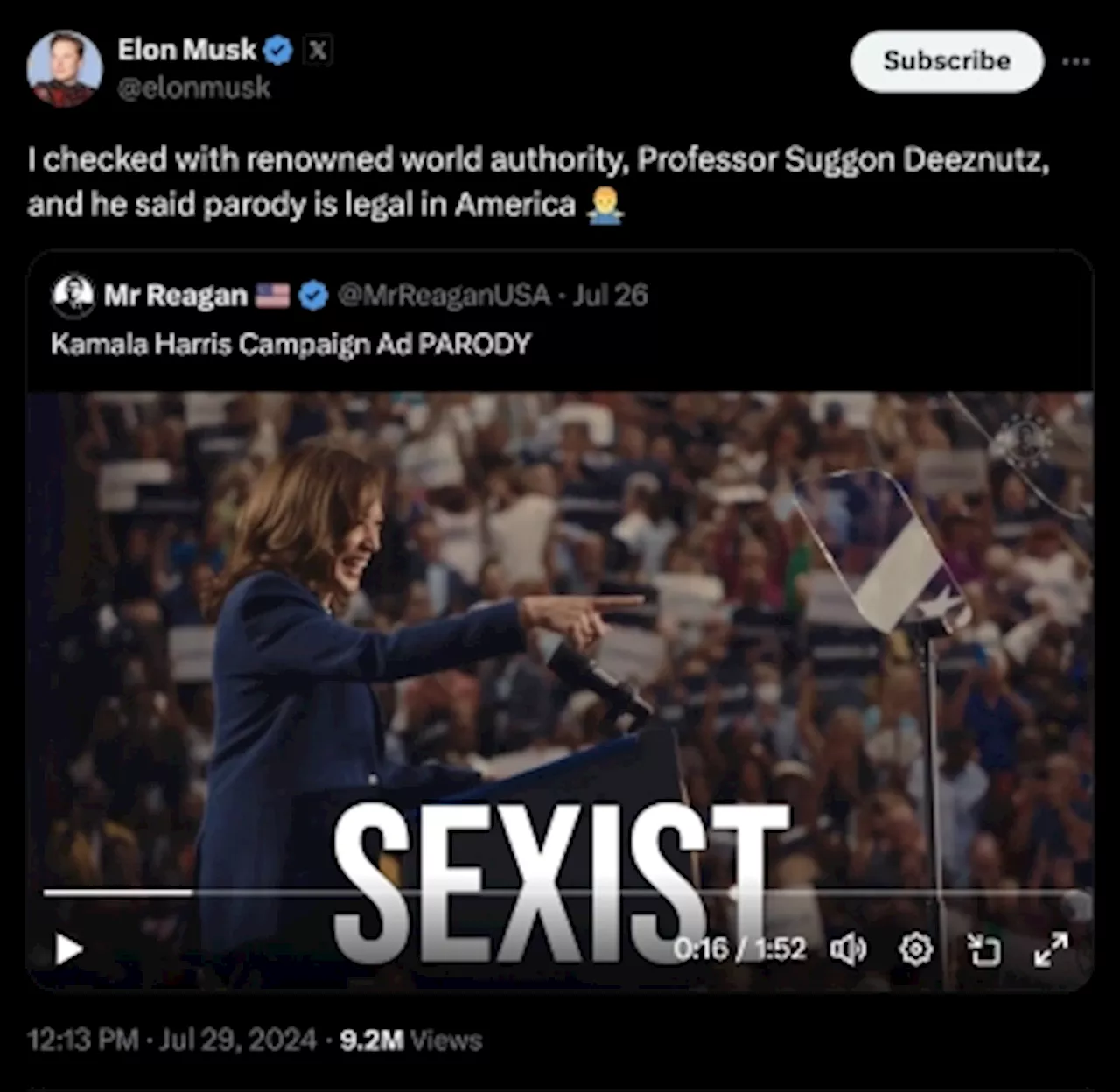 After sharing deepfake Kamala Harris video, Elon Musk called out by US Democrats for spreading ‘lies’