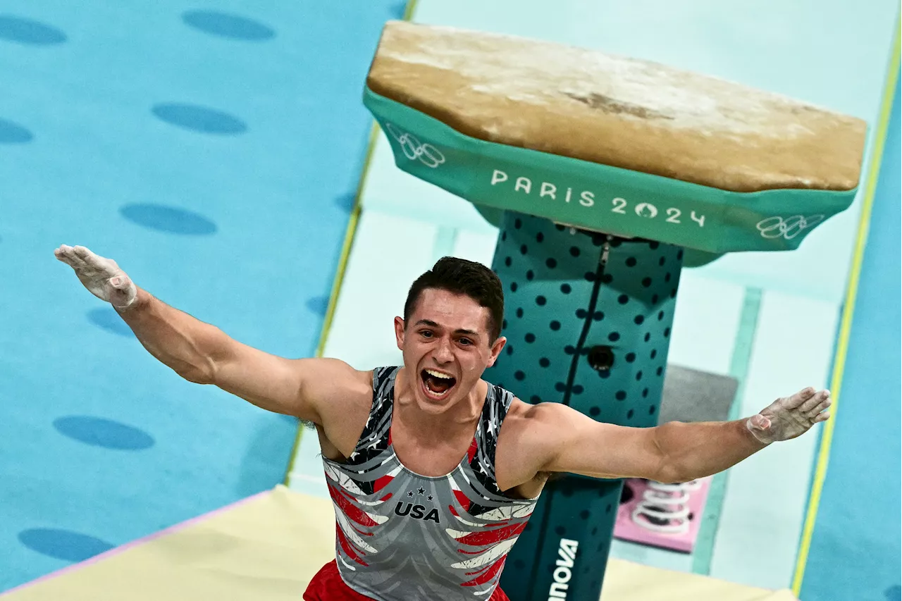 Men's gymnastics team final: Paul Juda nails vault routine, has incredible reaction