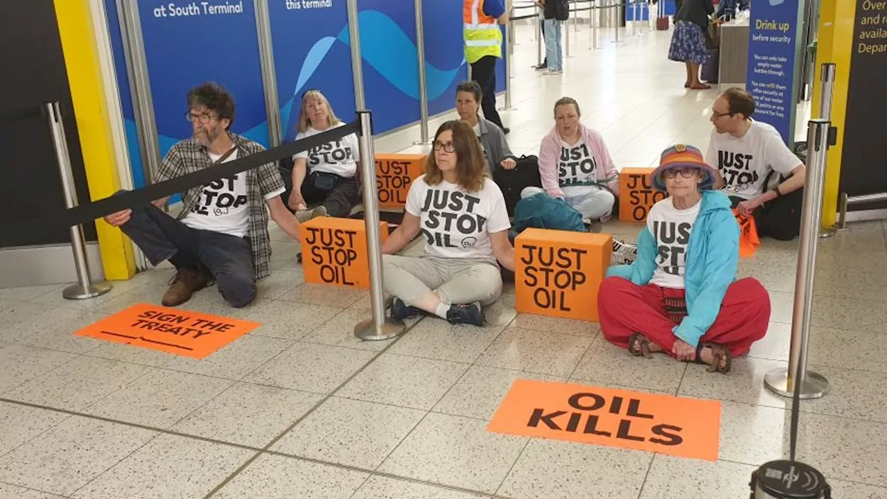 Eight Just Stop Oil activists arrested at Gatwick Airport after departure gate protest, Sussex Police say