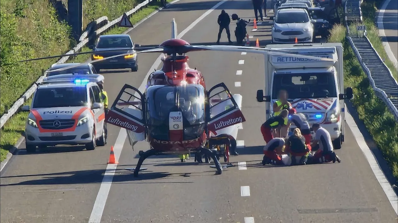 Töfffahrer auf der A7 in Wäldi schwer gestürzt – Rettungshelikopter landet mitten auf der Autobahn