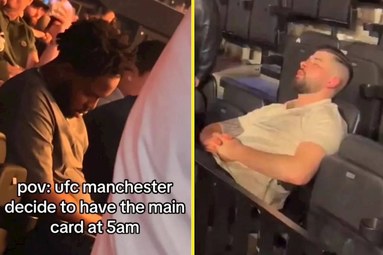 Viral footage shows MMA fans falling asleep during snoozefest UFC 304 main event at 5am...