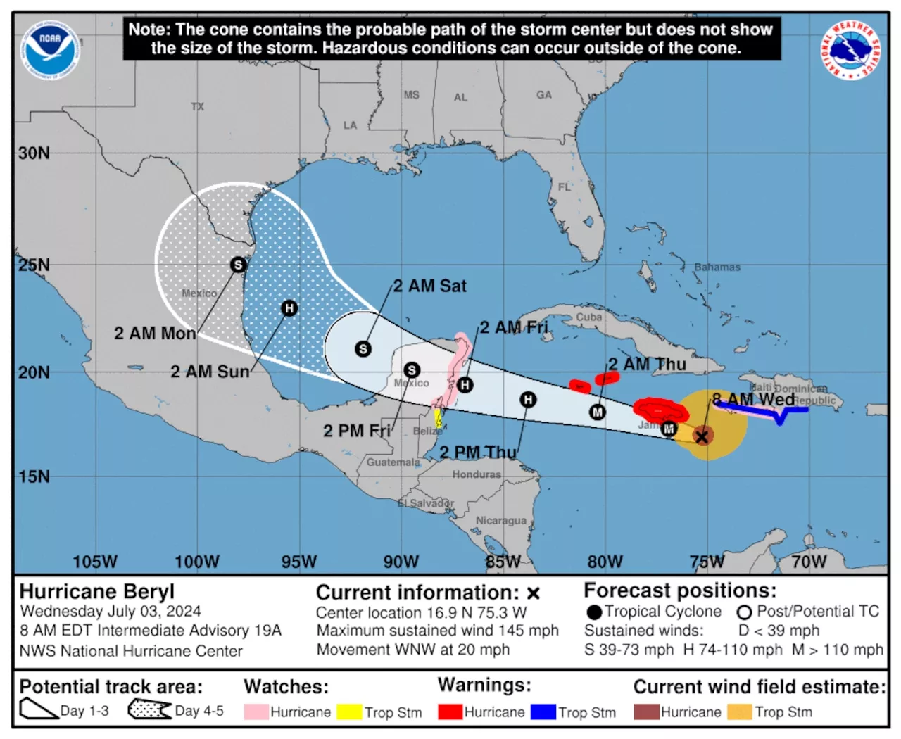 Hurricane Beryl 2024 targets Jamaica: Here’s Wednesday’s official forecast track