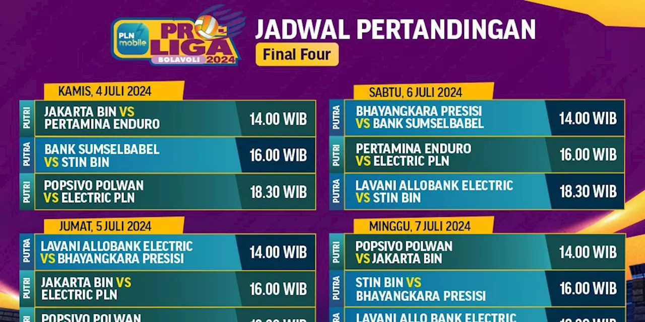 Jadwal Streaming PLN Mobile Proliga 2024 di Vidio Babak Final Four