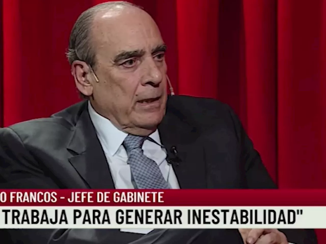 Guillermo Francos dijo que Sergio Massa “trabaja para generar inestabilidad en el Gobierno”