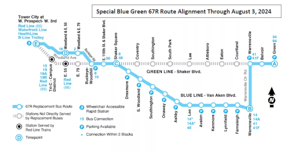 RTA to temporarily suspend Blue, Green Line east of Tower City through Aug. 3