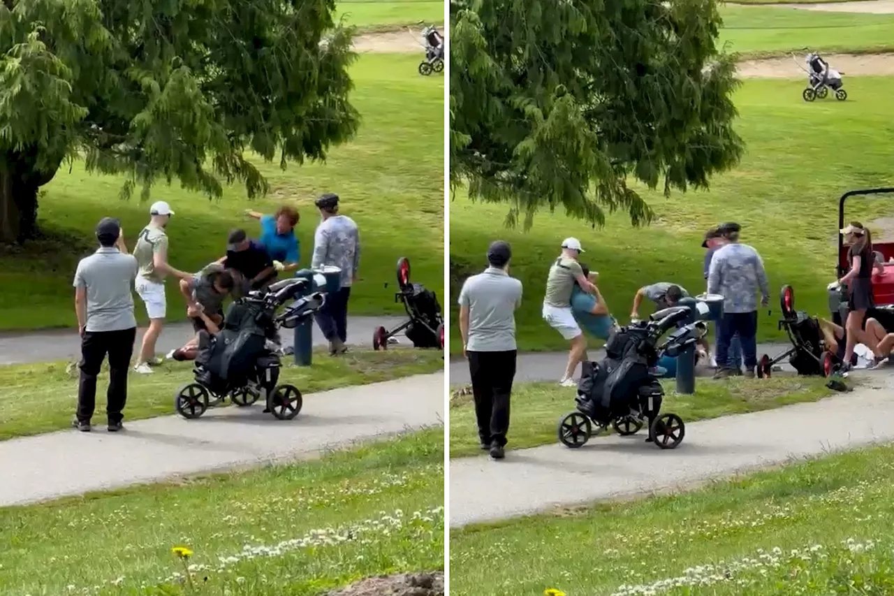 Wild brawl erupts on Canadian golf course after one group kept shooting balls at the other: video