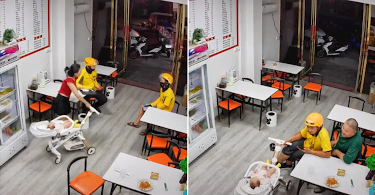 Delivery Riders In China Praised For Taking Turns To Babysit Restaurant Owner's Baby