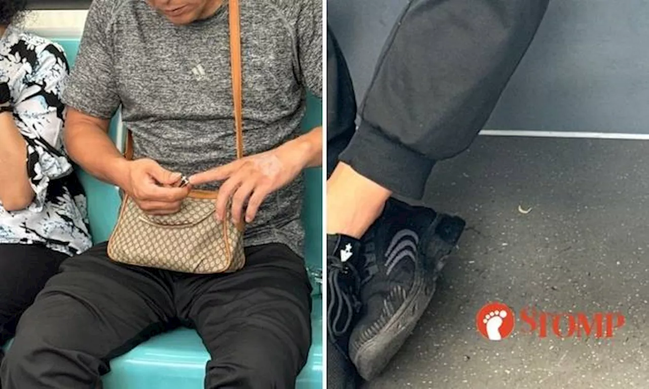 Commuter horrified to see man cutting fingernails on MRT and leaving 'chunks' on train floor