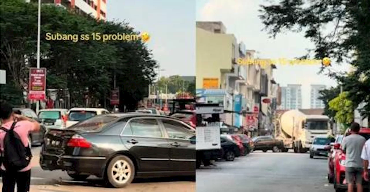 Illegally parked Honda gets rear-ended by cement truck in SS15