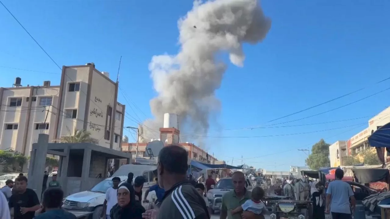 Israeli airstrike close to the main hospital in Gaza’s Khan Younis