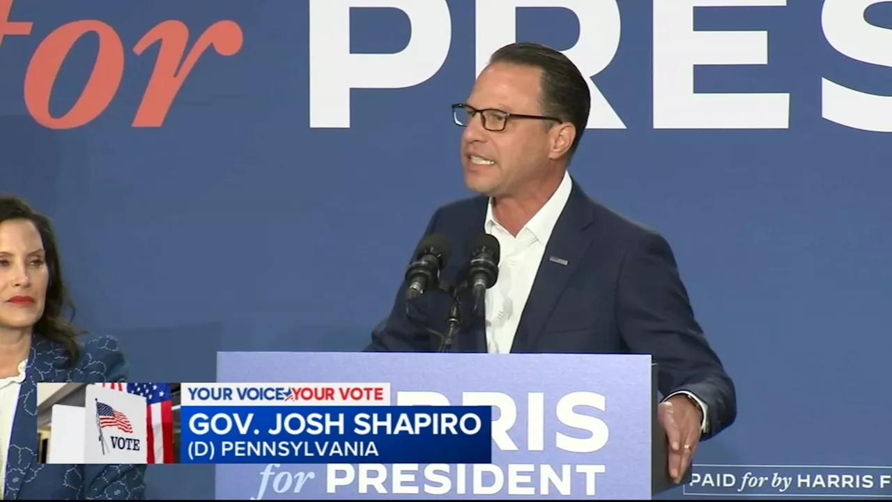 Pa. Gov. Josh Shapiro, Michigan governor hold 'Harris for President' rally in Montgomery County