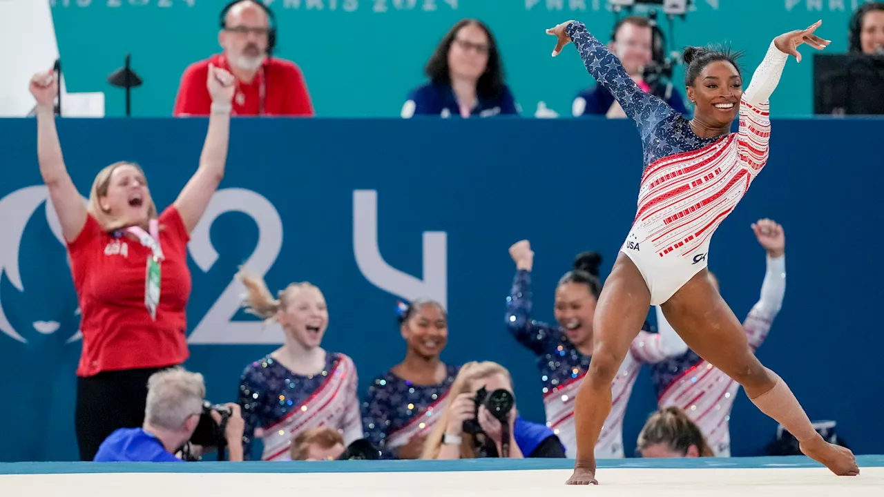 Simone Biles and Team USA wins team gold medal, bouncing back from Tokyo disappointment