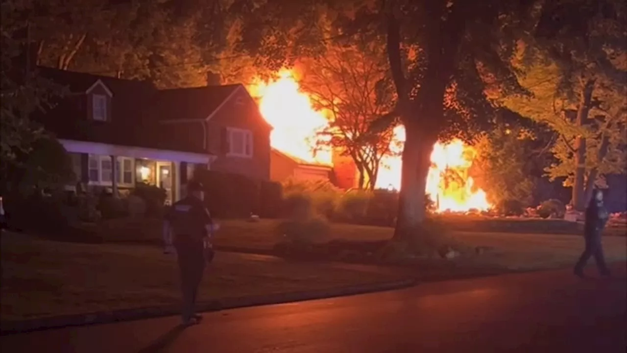 Large explosion, fire reduces home to rubble in Westfield, NJ