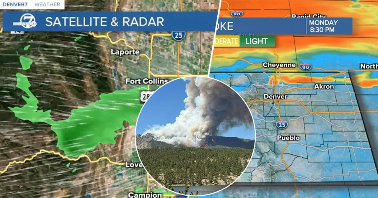 Smoke from the Alexander Mountain Fire is visible on weather radar