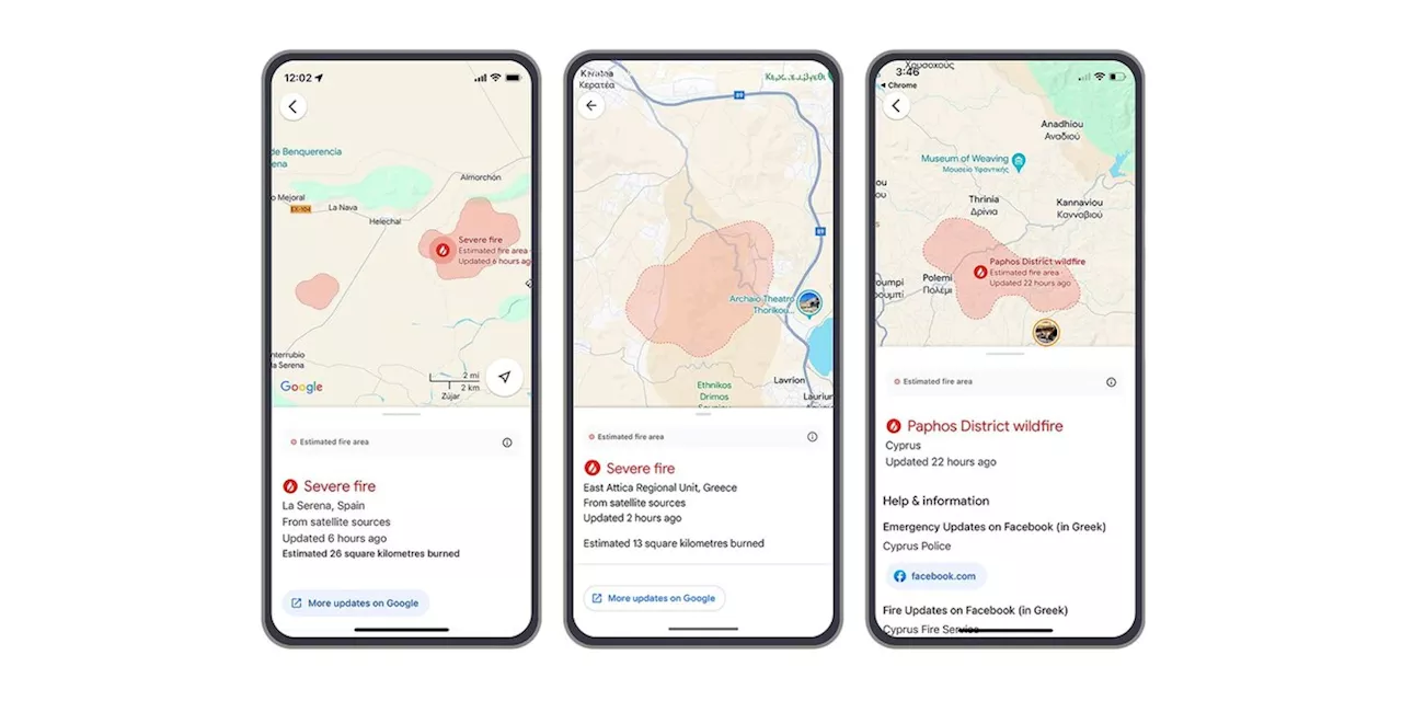 Neue Funktion: Google Maps warnt jetzt vor Waldbränden in Südeuropa