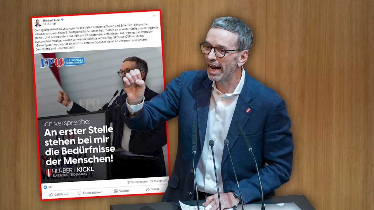 'Verrat am eigenen Land' – Kickl wütet gegen SPÖ & ÖVP