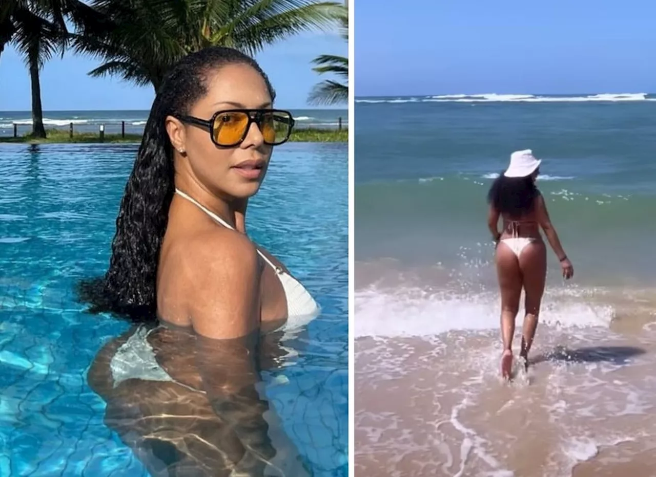 Ex-Globeleza, Valéria Valenssa curte férias em praia do nordeste; fotos