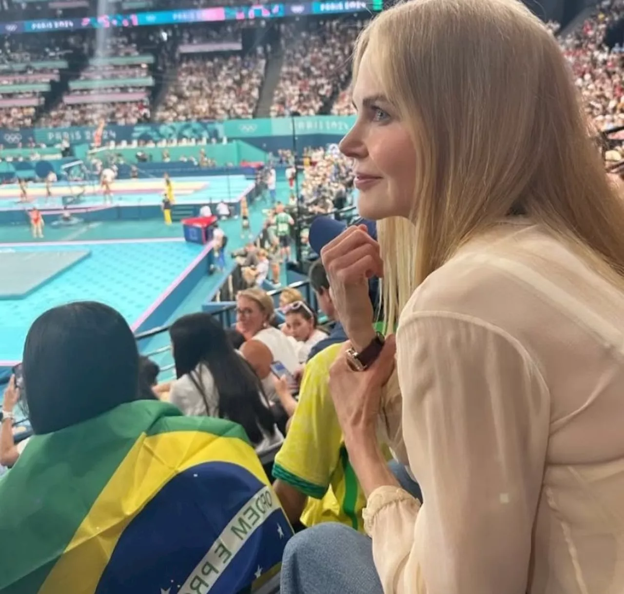 Nicole Kidman vira 'amuleto' da torcida brasileira na Olimpíada de Paris: 'Mick Jagger ao contrário'