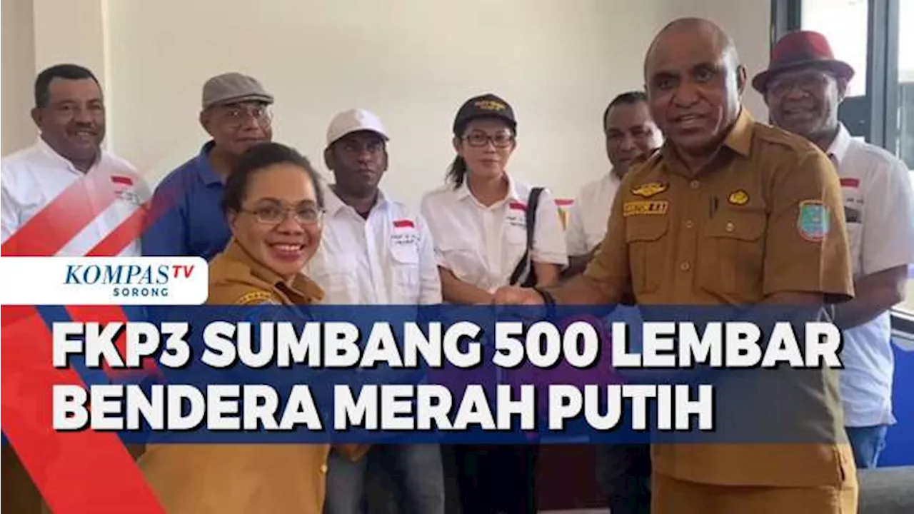 Jelang Hut RI FKP3 Turut Sumbang Bendera Merah Putih ke Pemerintah Papua Barat Daya