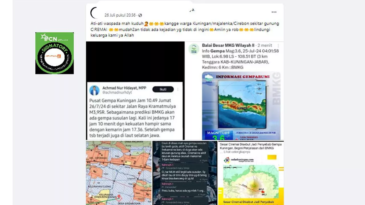 Cek Fakta: Tidak Benar Gunung Ciremai Meletus Dampak Gempa Kuningan 25 Juli 2024