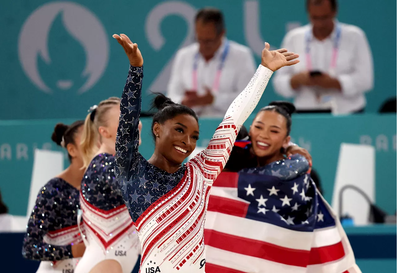 Triumphant Simone Biles leads US to Olympic gymnastics team gold