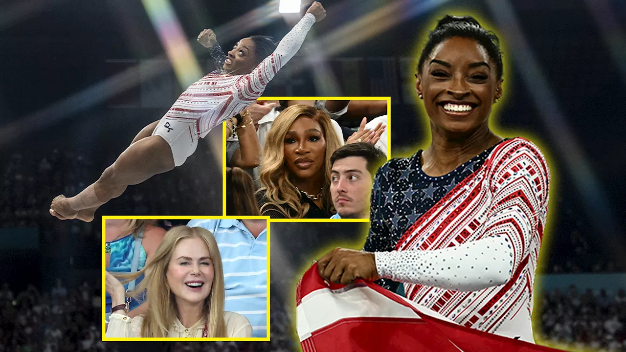 Serena Williams and Nicole Kidman among sporting and Hollywood royalty to watch Simone Biles win Team USA...