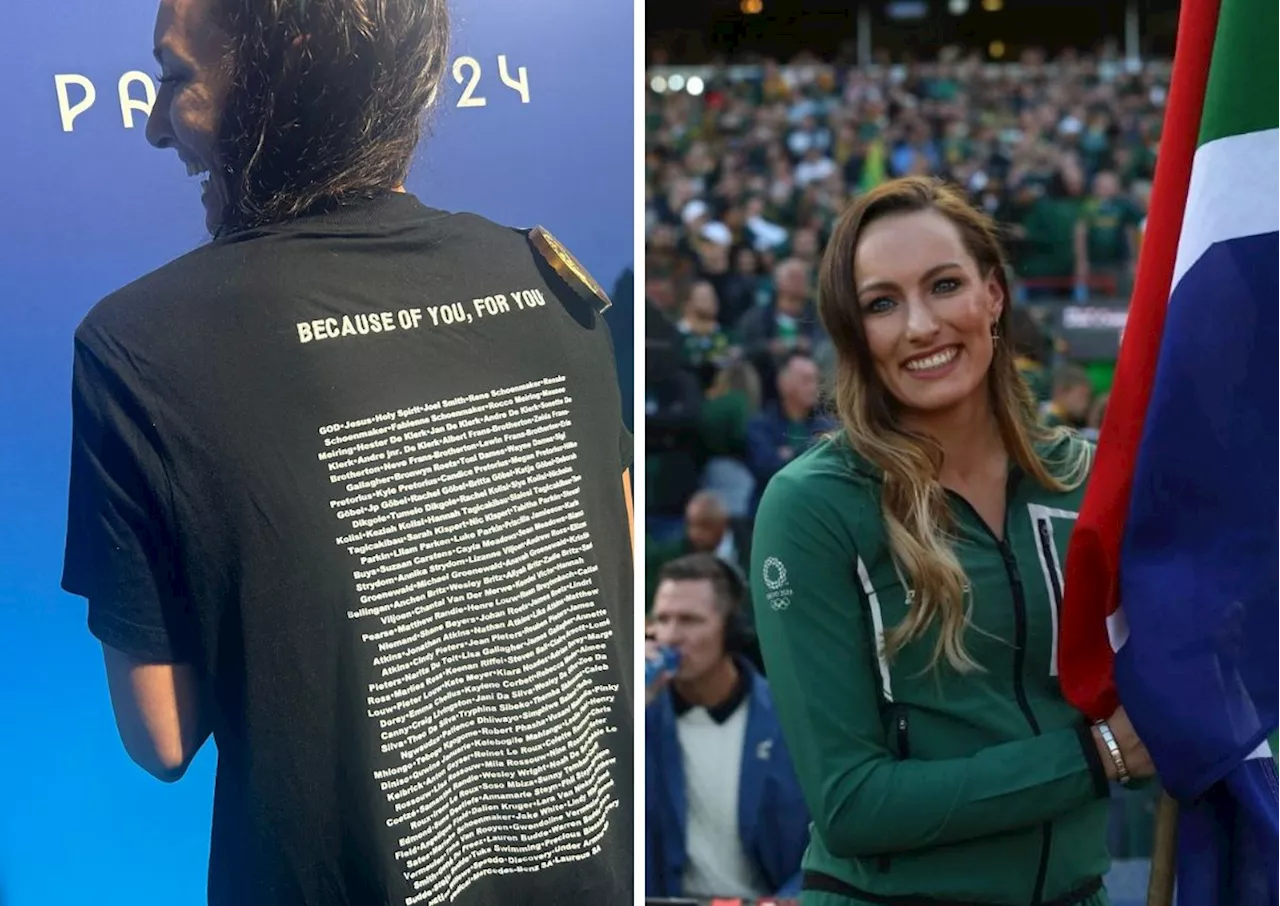 ‘God’: Tatjana Smith dons T-shirt with names of who inspired her [photo]