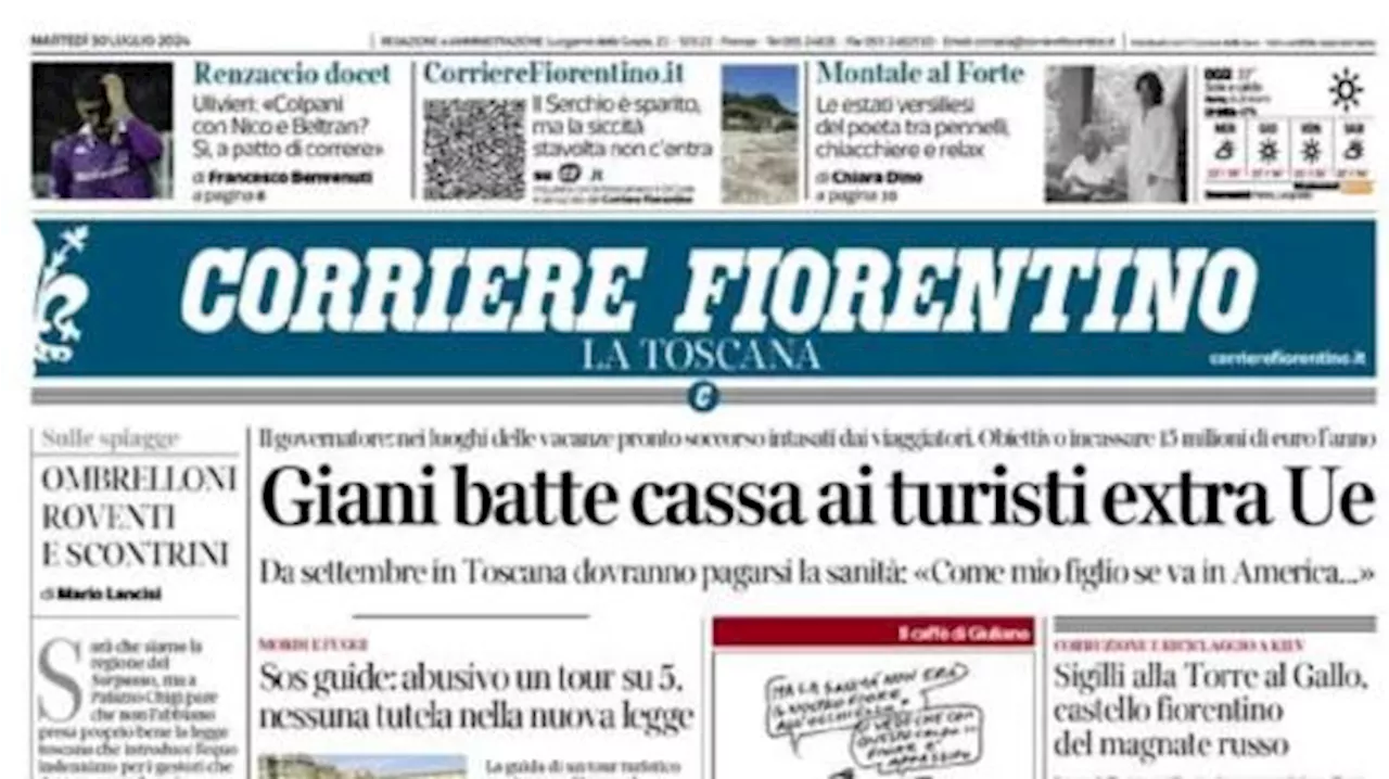 Il Corriere Fiorentino apre con le parole di Ulivieri: 'Colpani con Nico e Beltran? Si, ma...'