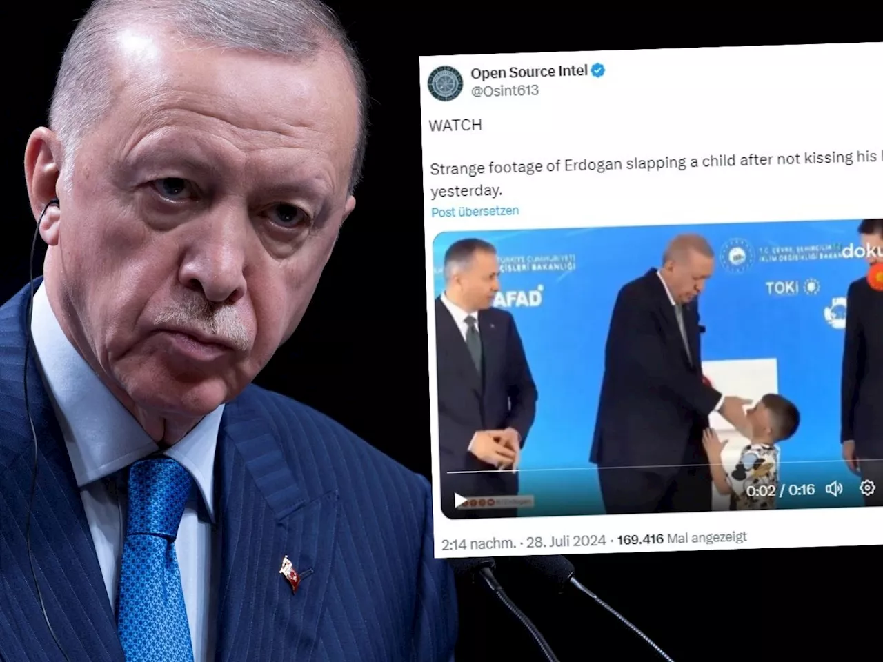 Kind verweigert Handkuss - Erdogan ohrfeigt es auf offener Bühne