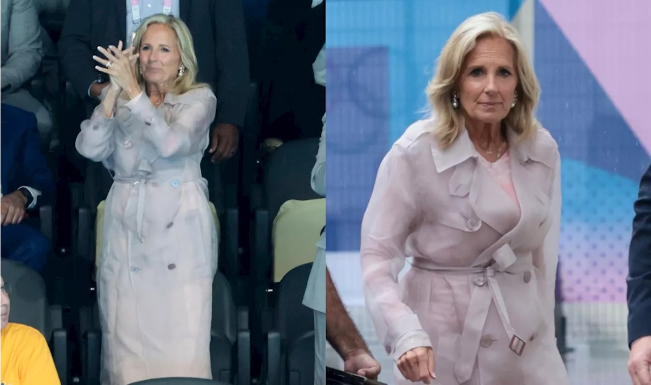 Jill Biden Puts Sheer Spin on the Classic Trenchcoat at the 2024 Paris Olympics