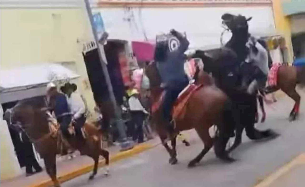 Atacan a machetazos a un caballo y a su jinete durante desfile en Tlaxcala