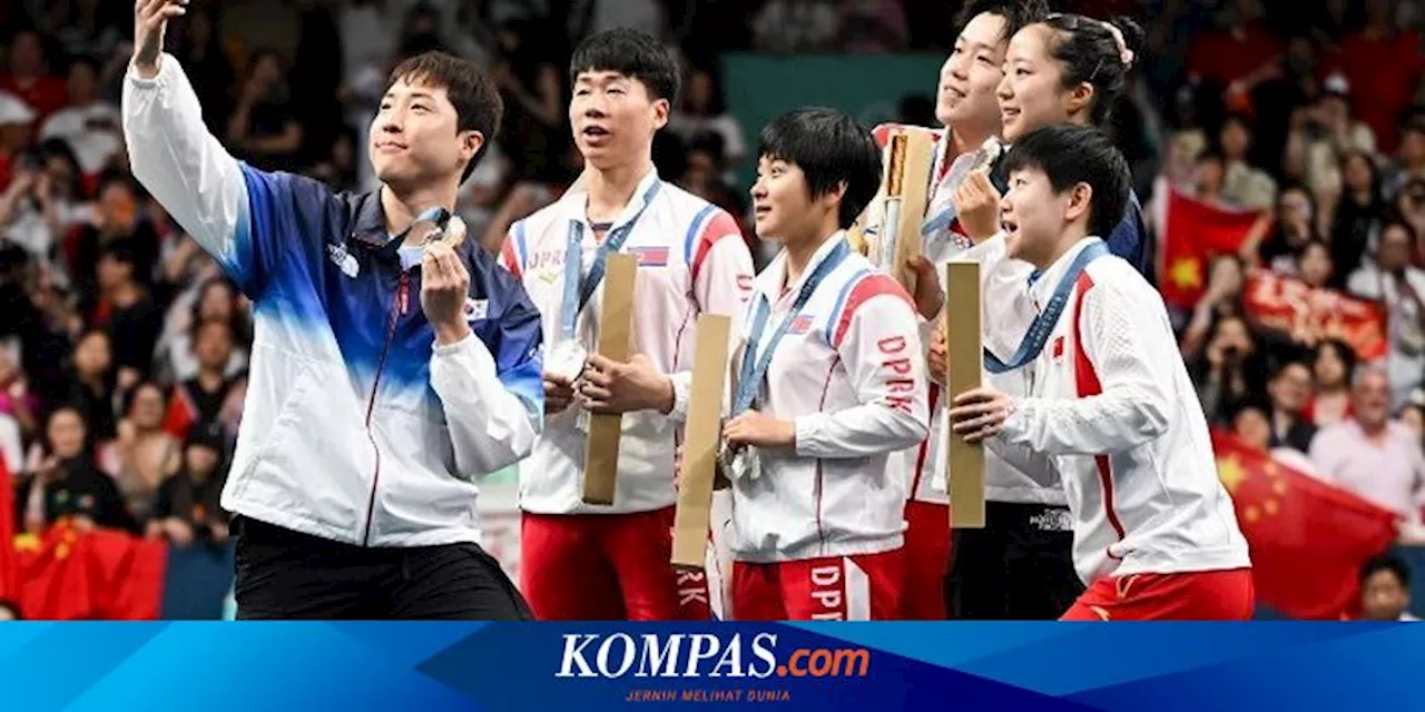 Atlet Korsel 'Selfie' bareng Atlet Korut di Podium Olimpiade Paris 2024