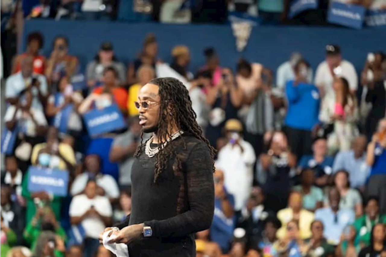 Migos rapper Quavo speaks on gun violence at Harris rally in Atlanta, nearly 2 years after Takeoff’s murder in Houston