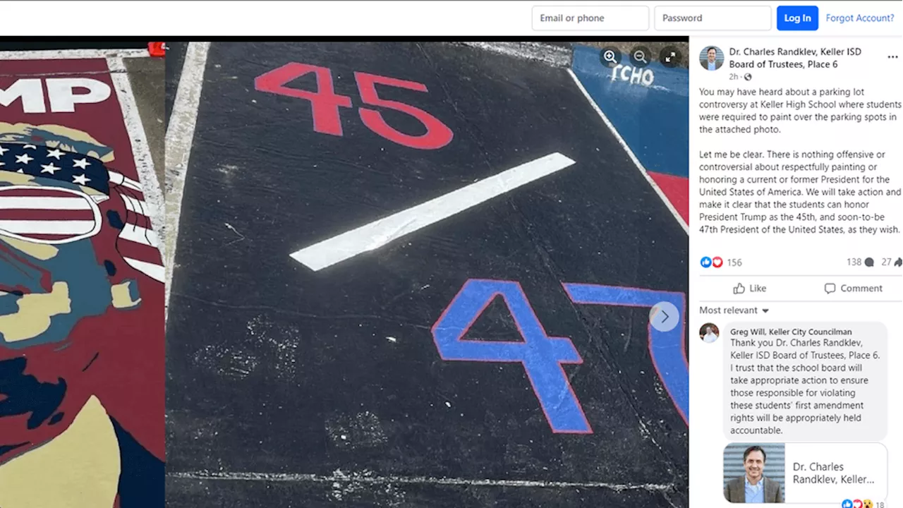 Texas school board president vows action after Trump-themed parking spots repainted